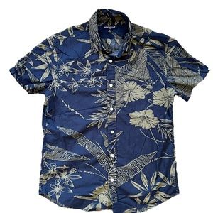 J Crew Factory Men’s Short Sleeve Button Down Shirt Tropical Floral Resort